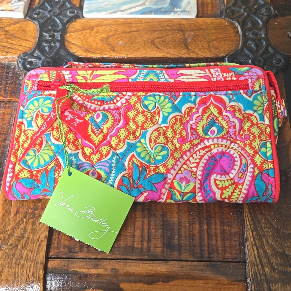 Vera Bradley paisley in paradise zippered wallet wristlet NWT new w tags Vibrant